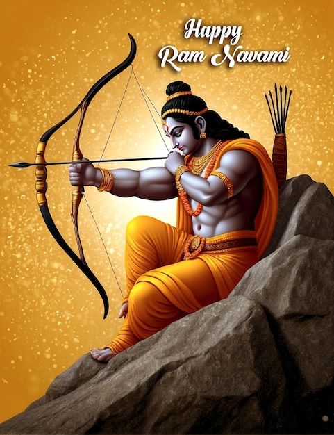 PSD happy ram navami birth day festival lord rama with arrow generted by ai