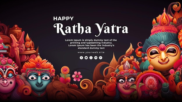 happy rath yatra background template indian festival PSD