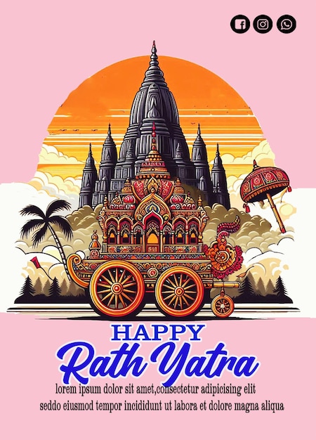 PSD happy rath yatra social media design banner template