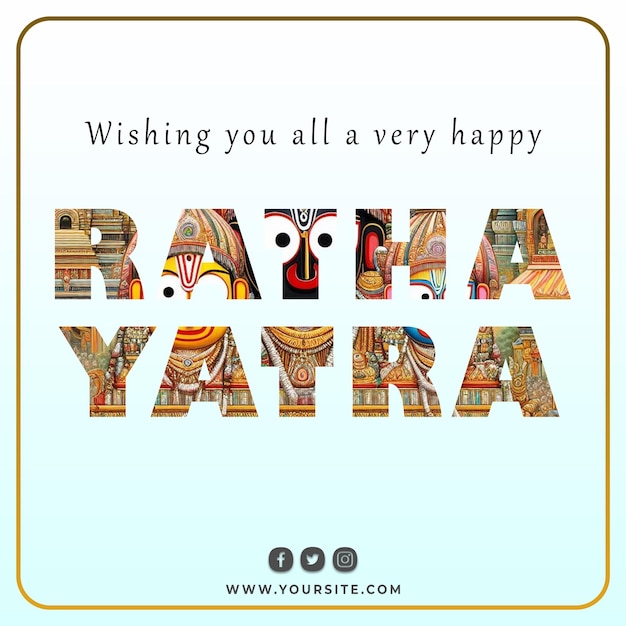 PSD happy ratha yatra banner illustrations and social media wish post