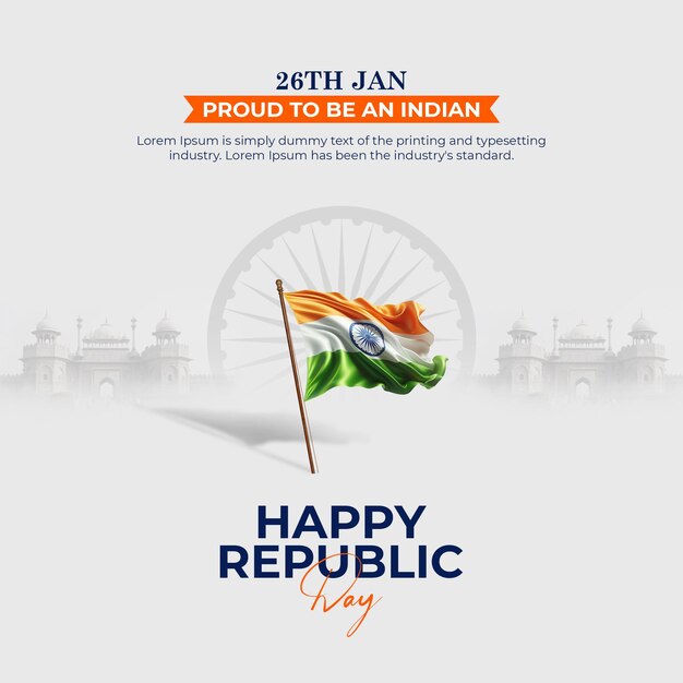 PSD happy republic day instagram poster design