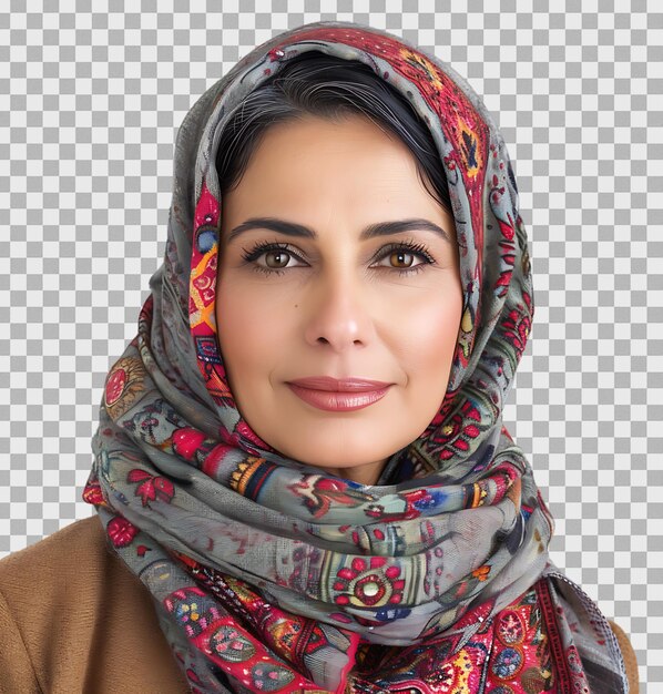 PSD happy senior pakistani woman smiling at the camera on isolated transparent background