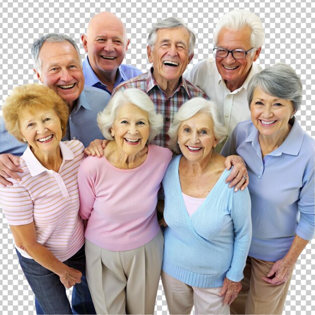 PSD happy senior people group on transparent background