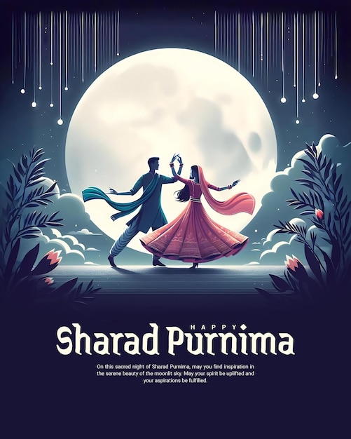 PSD happy sharad purnima full moon with indian sweet kheer social media post template banner