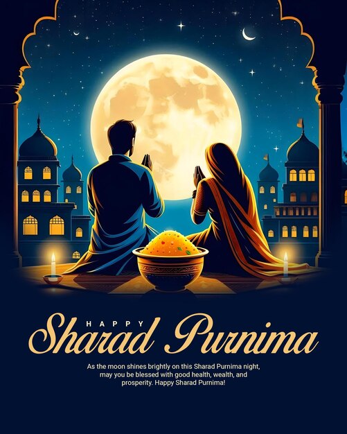 PSD happy sharad purnima social media post banner template