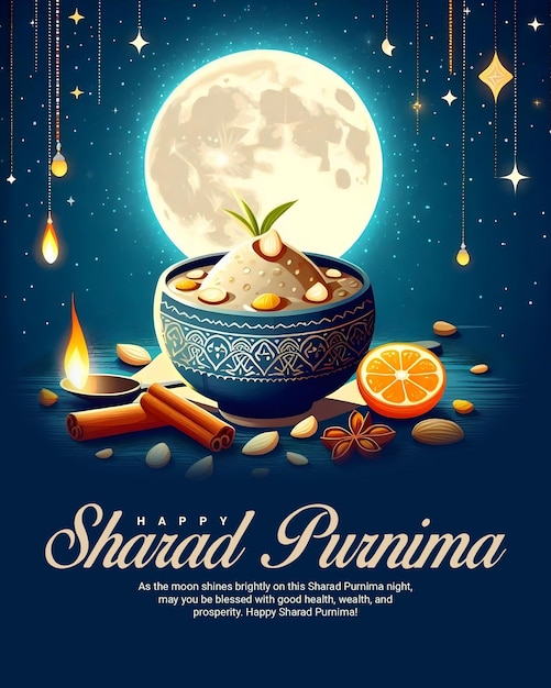 Happy sharad purnima social media post banner template