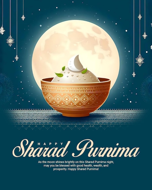 PSD happy sharad purnima social media post banner template