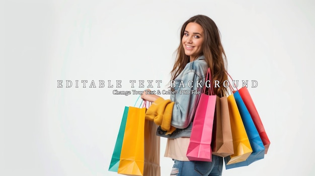 Happy Shopper with Colorful Bags