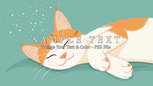 PSD a happy sleeping cat illustration