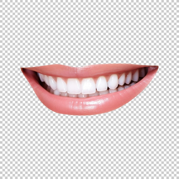 PSD happy smile with shiny teeth isolated on transparent background