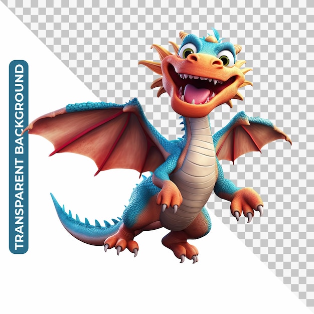 Happy smiling flying dragon transparent background