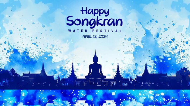 Happy Songkran banner template for Thailand water festival celebration