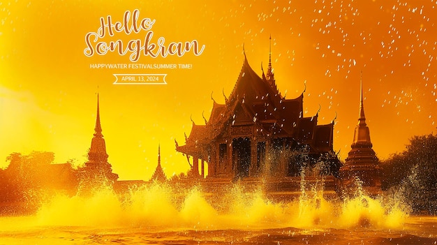 Happy songkran day water festival illustration