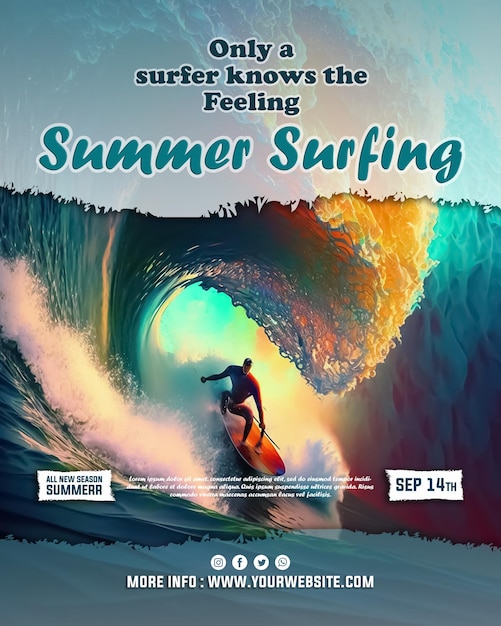 Happy Summer Surfing time banner template