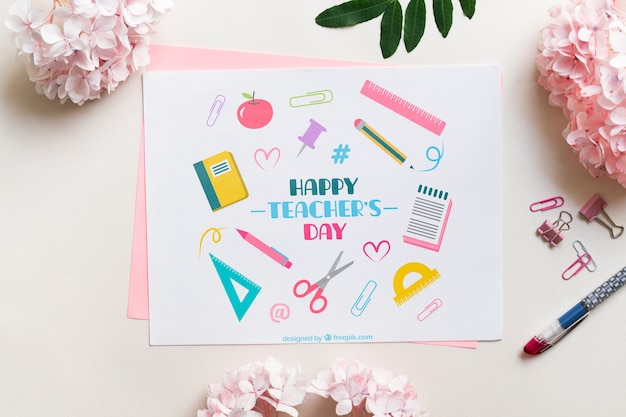 Happy teacher's day card mock-up