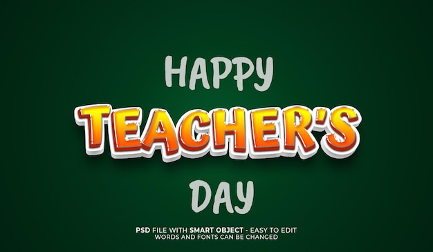 Happy teacher's day text effect editable 3d style