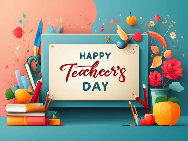 Happy teachers day banner and background