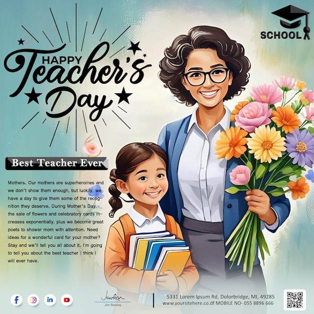 Happy teachers day social media banner template