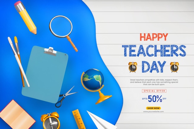 Happy teachers day social media banner template