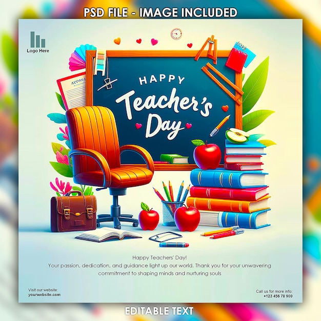 PSD happy teachers day social media template