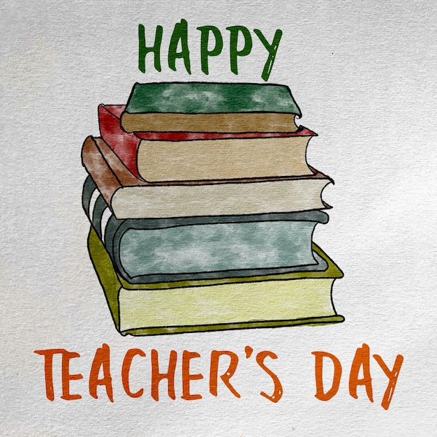 Happy teachers day watercolor vector books illustration