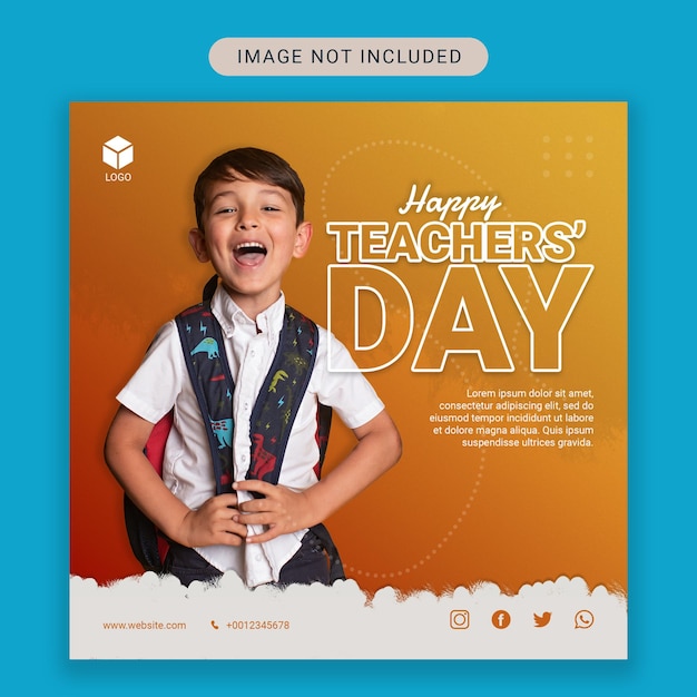 Happy Teachers Day with orange background