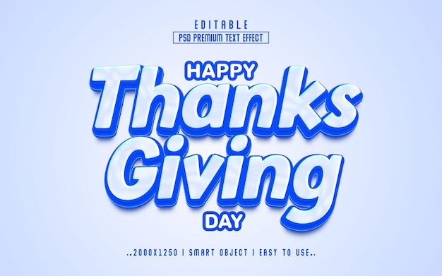 Happy thanks giving day 3d style Text Effect