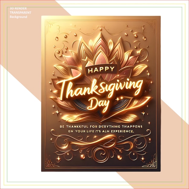 PSD happy thanks giving day card 4k hd isolated on transparent background