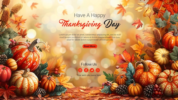 Happy thanksgiving day celebration banner template