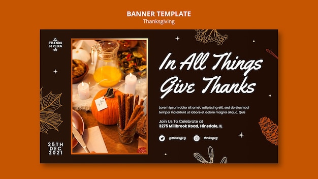 Happy Thanksgiving horizontal banner template