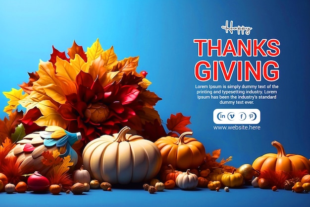 Happy thanksgiving social media banner template design