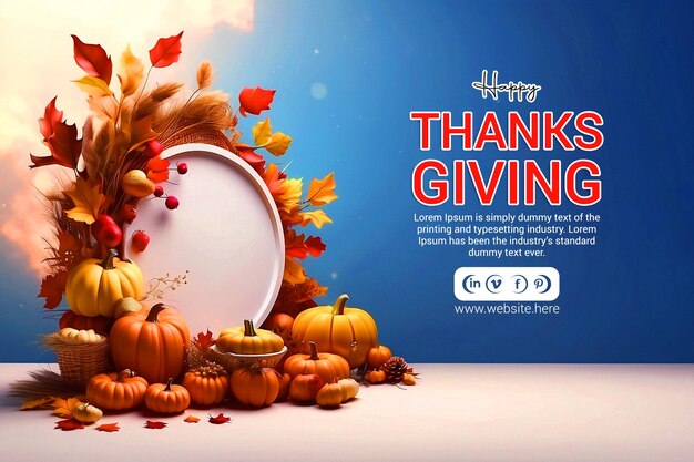 PSD happy thanksgiving social media banner template design