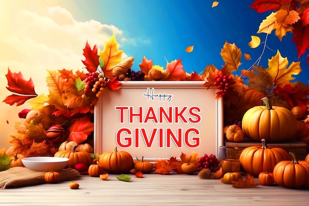 Happy thanksgiving social media banner template design