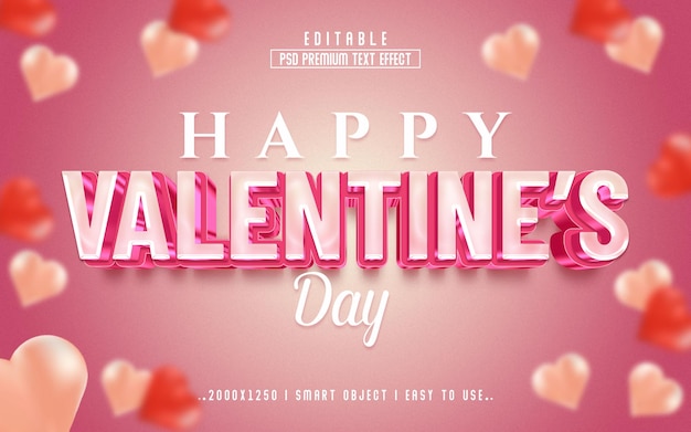 Happy Valentine's Day 3D Editable Psd Text Effect Style