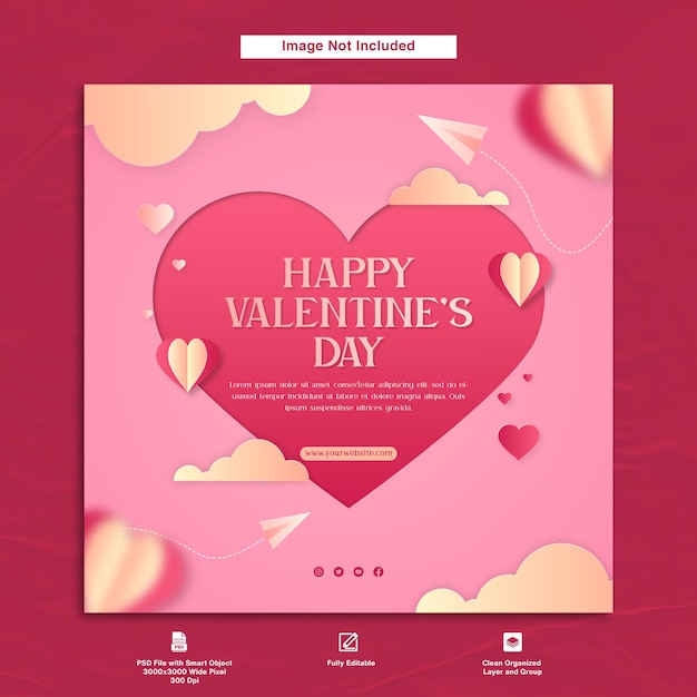 Happy Valentine's Day Greeting Card Elegant Minimalist Instagram Post Template Design