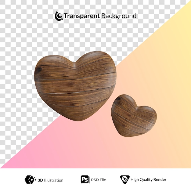 Happy Valentine's Day Heart with Wooden Texture 3D Illustration