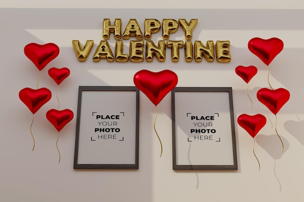 Happy valentine's day scene with frame mockup