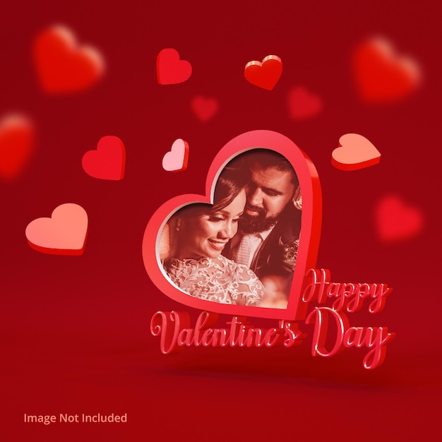 Happy Valentine's Day Shaped Photo Frame Mockup