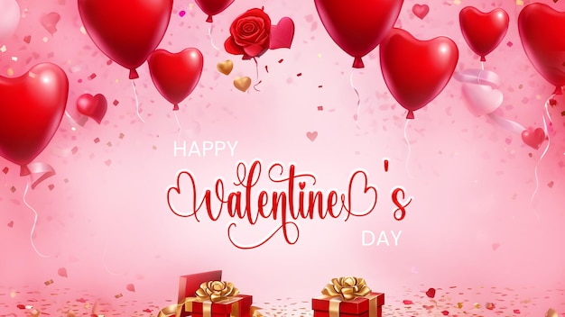 Happy valentines day background with love decorations