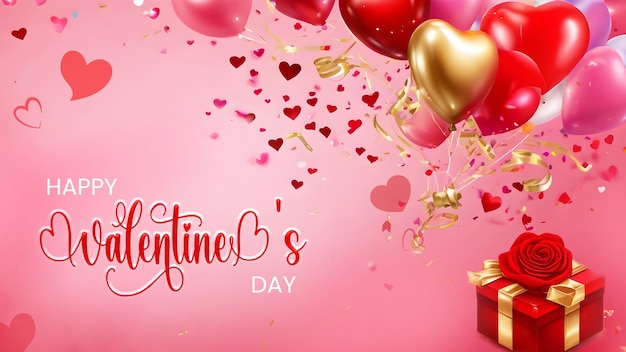 Happy valentines day background with love decorations