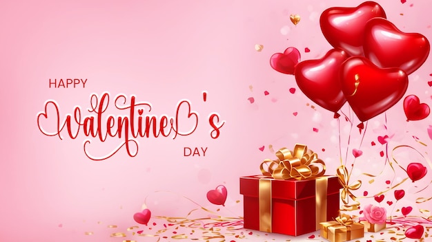 Happy valentines day background with love decorations