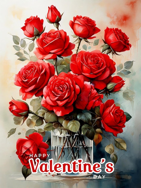 Happy valentines day background with red roses