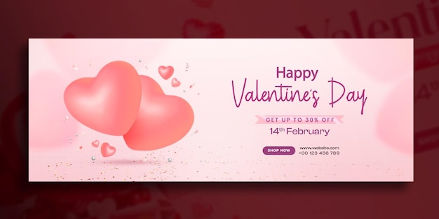 PSD happy valentines day facebook cover design template