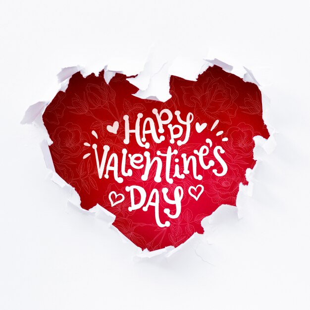 PSD happy valentines day lettering in red heart shaped hole