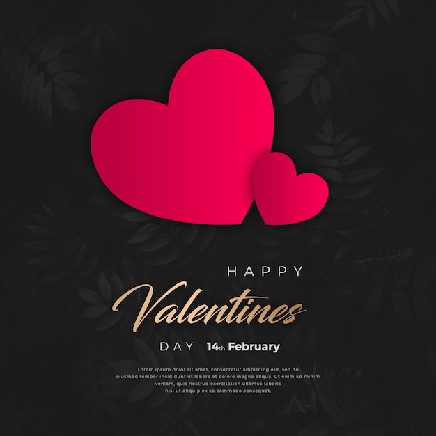 Happy Valentines Day Premium post with golden Text and dark background