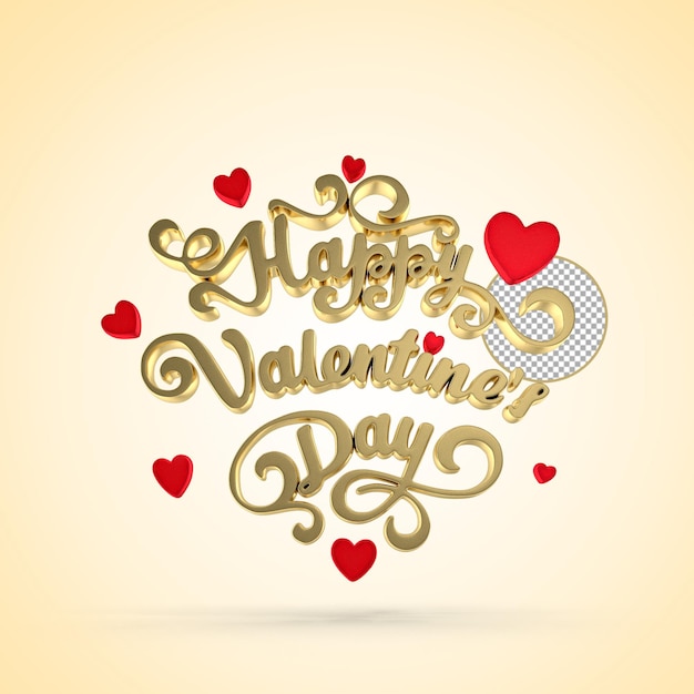 PSD happy valentines lettering. high quality 3d rendered with transparent background