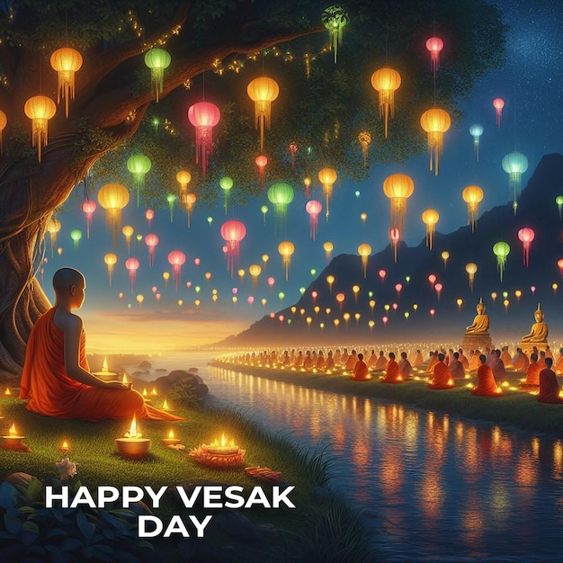 Happy Vesak Creative Concept backgroun