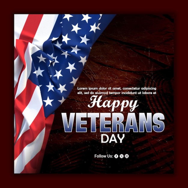 PSD happy veterans day social media post banner template in psd