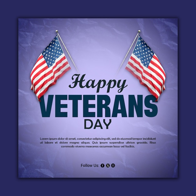 PSD happy veterans day social media post banner template