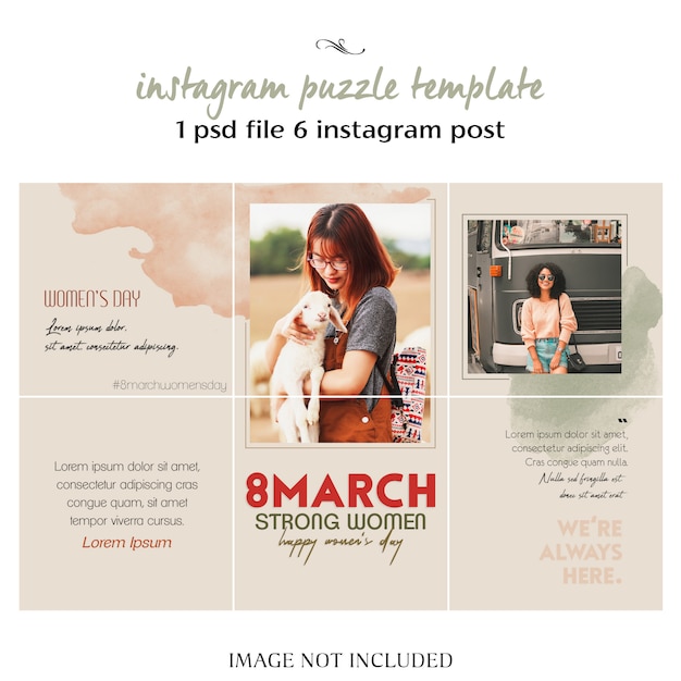 Happy Women’s Day and 8 March Greeting Instagram Collage Template